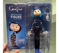 NECA Coraline Anime Doll Articulated Figure Yellow Raincoat Striped Sweater