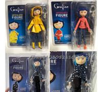 NECA Coraline Doll Articulated Figure Anime Raincoat Sweater In Striped Shirt Toy LA Girl Decoration Model Bithday Gifts A