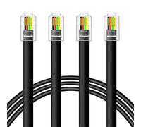 NECABLES 2Pack RJ9 Cable 15ft Phone Cord Telephone Cable RJ9 / RJ10 / RJ22 4P4C Male to Male Straight for Both Data and Voice Use Black - 15 Feet