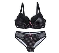 Necalisi Bra and Panties Set Black Women Push Up Bra Unpadded and Lace Panty Set Lace Underwear Set Transparent Underwired Lace Embroidery Bra and Knickers Lingerie Plus Size 85B