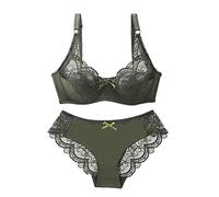 Necalisi Bra Lingerie Sets Green Women's Push Up Bras Transparent Lingerie with Underwire Padded Lace Bra and Knickers Lingerie Bras for Large Busts 75B