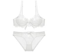 Necalisi Bra Lingerie Sets White Women's Push Up Bras Transparent Lingerie with Underwire Padded Lace Bra and Knickers Lingerie Stretchy Chest Wrap 80D