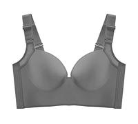 Necalisi Bras for Large Busts Grey Non-Wired Bra V Neck Tube Top Bra Camisole Bandeau Sports Bra Sleep Bra with Elastic Straps Women's Everyday Bras 110G