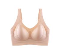 Necalisi Bras for Women Plus Size Bra Wireless high Support Big Breast Light Yellow Plunge Deep U Cleavage Push Up Everyday Lingerie 36D