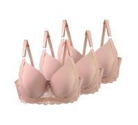 Necalisi Bras for Women Underwired high Support Big Breast Bra Deep V Floral Lace Plunge Thin Pad Light Yellow Plus Size Extra Elastic Lingerie for Everyday Bras 40D