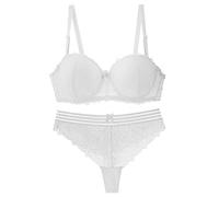 Necalisi Push up Bra and Knickers Set White Women's Push Up Bras Transparent Lingerie with Underwire Lace Bra and Knickers Lingerie Plus Size 75B