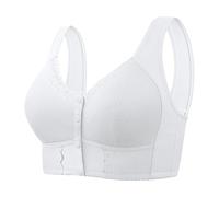 Necalisi Women's Bras Front Button Bra White Women's Lace Bralette Sexy Wireless Push Up V Neck Thin Cup Crop Tops Bustier for Everyday Wear T-Shirt Bra 52C