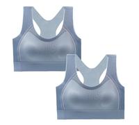 Necalisi Women's Bras Non Wired V Neck Crop Tank Top Blueness（2pcs） for Large Breasts Push Up Breathable Balconette Bras 42C