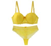 Necalisi Women's Push up Bra and Knickers Set Yellow Women's Push up Bra Floral Lace Underwire Bra Full Cup Push up Bra Plunge Plus Size Bra Women's Everyday Bras 75B