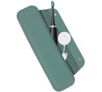 NECANCE Silicone Electric Toothbrush Travel Case - Compatible with Oral-B, Philips Sonicare, Burst, Suri, Aquasonic - Portable Storage Organizer Bag, Midnight Green (Midnight Green)