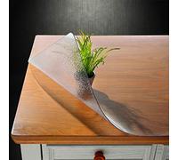 NECAUX Custom Multisize 1.5mm Thick Frosted PVC Table Cover Protector - 42 x 86 Inch Plastic Kitchen Wood Grain Vinyl Transparent Table Cover Plastic Protective Table Pad for Dining Room Table