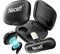 Neceff Echo AIR2 Wireless Lavalier Microphone for iPhone 14 13 12 11 Pro Max, Lightning Lapel Mic with AI Noise Reduction & Magnetic Clip, 48kHz Hi-Fi Mini Microphone for Vlog TikTok YouTube, 2-Pack