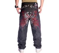 NECHARI Y2k Embroidered Graphic Baggy Jeans Harajuku Punk Gothic Cargo Pants Hip Hop Casual Wide Leg Joggers, #Black-h, 34
