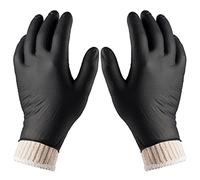 Nechtik BBQ Gloves disposable - 4 Cotton Glove Liners and 100 Disposable Gloves, Machine Washable Cotton Liners - Powder Free Latex Free, Black Nitrile Gloves