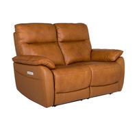 neci leather electric recliner 2 seater sofa in tan