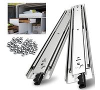 NECILO Heavy Duty Drawer Runner with Lock, 800mm Silver 68kg Load Capacity Drawer Slides, Full Extension Ball Bearing, Suitable for Motorhome and Large Storage Cabinets, Side Mount, 1 Pair(2 Packs)
