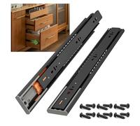 NECILO Push to Open 350mm Drawer Slides, 45kg Load Capacity Drawer Slides, Full Extension Ball Bearing Side Mount Cabinet Rails, Suitable for Kitchen & Cabinet, 1 Pair(2 Packs)