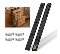 NECILO Push to Open Black 450mm Residential Drawer Runner, 45kg Load Capacity Full Extension Ball Bearing, Replacement Slides for Kitchen, Home, Office Drawers, Side Mount, 1 Pair(2 Packs)