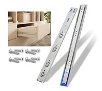 NECILO Push to Open Silver 550mm Residential Drawer Runner, 45kg Load Capacity Rust Proof and Waterproof Full Extension, Slides for Kitchen, Bathroom, Office, Side Mount, 1 Pair(2 Packs)