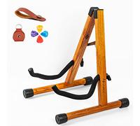 Neciuvy Guitar Stand,Wood Guitar Rack,A-Frame Folding Acoustic Electric Guitar Stands Floor for Bass,Cello,Banjo,Mandolin,Ukulele(Walnut)