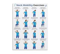 Neck and Shoulder Stretch Chart Exercise Guide Canvas Wall Art Seated Standing Routine Poster for Home Office Clinic Decor(Framed,12x18inch(30x45cm))