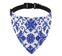 Neck Bib Polyester Adjustable Buckle All Breeds Pet Accessories Blue Gzhel