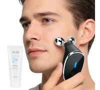 Neck Eye Massager 5-in-1 EMS Microcurrent Tens Face Roller & 200ml Conductive Gel Vibration for Men Lifting Tightening Wrinkles Double Chin Skin Care Portable Beauty Device Elitzia ETKS186 Black