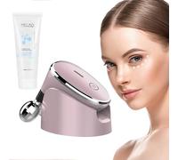 Neck Eye Massager 5-in-1 EMS Microcurrent Tens Face Roller & 200ml Conductive Gel with Vibration Women Lifting Tightening Wrinkles Skin Care Portable Beauty Device Home Use Elitzia ETKS186 Pink