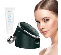 Neck Eye Massager 5-in-1 EMS Tens Microcurrent Face Roller & 200ml Conductive Gel Vibration Women Lifting Tightening for Wrinkles Skin Care Portable Beauty Device Home Use Elitzia ETKS186 Dark Green