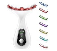 Neck Face Lifting Device, 7 LED Facial Massager with 45±5°C EMS Microcurrent Massage 3 Modes 3 Intensity Levels, Anti-Wrinkle, Skin Tightening for Face Neck Eye Body Care Toning (Pearl White)