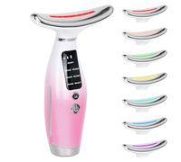 Neck Face Lifting Device, 7 LED Facial Massager with 45°C EMS Microcurrent Massage 6 Modes 3 Intensity Levels, Skin Tightening Lift Device, Anti-Wrinkle, Skin Tightening for Face Neck Eye Body Care