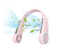 Neck Fan, Portable Wearable Hands Free Fan, USB Rechargeable Hanging Neck Fan, 3 Speeds Cooling Fans, Leafless Hanging Silent Bladeless Mini-Fan for Women Men Office Sports Indoor Outdoor (Pink)