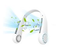 Neck Fan, Portable Wearable Hands Free Fan, USB Rechargeable Hanging Neck Fan, 3 Speeds Cooling Fans, Leafless Hanging Silent Bladeless Mini-Fan for Women Men Office Sports Indoor Outdoor (White)