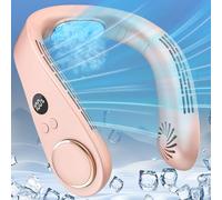 Neck Fans Rechargeable,Portable Air Conditioner,Small Leafless Hanging Cold Air Neck Fan with Digital Led Display&5-Speed,Silent Wearable Headphones Hands Free Fan,Best Gifts for Women Man Kids