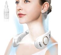 Neck Fans that Blow Cold Air,Misting Neck Fan Rechargeable Battery Powered,Foldable Leafless Hands Free USB Chargable Cooler,Slient Mini Head Unit Water Mister Sprays for Travel Camping Outdoor White