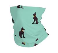 Neck Gaiter Ancient Egyptian Cute Bastet Cat Green Headband Comfortable Balaclava Breathable Bandana For Outdoor Running Traveling 25X50Cm