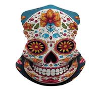 Neck Gaiter Colorful Sugar Skull Windproof Face Cover UV Protection Headwear for Skiing Workout 26X30cm