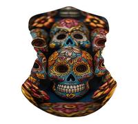 Neck Gaiter Colorful Sugar Skulls UV Protection Half Face Scarf Stylish Facial Decoration for Men Sports 26X30cm