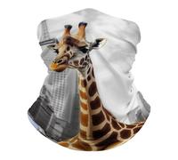 Neck Gaiter for Men Women Giraffe In New York Balaclava Windproof Face Mask Breathable Bandana Sun Protection Face Cover Scarf Headband for Skiing Hiking Cycling, White, 19.68x9.84 Inch