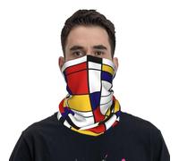 Neck Gaiter Neck Warmer Soft Face Cover Tube Half Face Mask Scarf Balaclava,Artistic Mondrian Style Color Composition Red