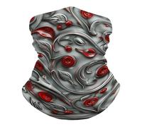 Neck Gaiter Red and Silver Pattern Comfortable Half Face Headwear Washable Headwear for Skiing Sports 26X30cm