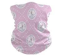 Neck Gaiter Watercolor Cute White Rabbit Neck Warmer Uv Protection Bandana Durable Headband For Running Camping Fishing 25X50CM