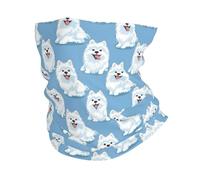 Neck Gaiter White American Eskimo Dogs Blue Windproof Half Face Scarf Durable Neck Warmer For Men Workout Yoga