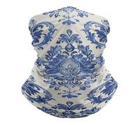 Neck Gaiter White And Blue Pattern Balaclava Windproof Face Mask Scarf for Men Women Sun Protection Headwear Breathable Face Cover Bandana for Skiing Hiking 19.6x9.8 Inch, White, 19.6x9.8 Inch