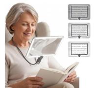Neck-hanging 5X Magnifying Glass with Light, Featuring Flexible Gooseneck 50 LEDs Full-page Magnification, Magnifier Measuring 9.5x7 Inch, Perfect for Elderly Individuals to Read Fine Text (Gray)