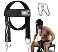 Neck Harness for Weight Training with Steel Chain, Padded Head & Chin Strap Neck Exerciser for Muscle Building, Strength Training, Boxing, MMA & Home Gym