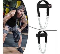 Neck Harness Weight Lifting by Athletics Gear - Fully adjustable, Handcrafted Multi-directional Triple-Layer with 28” Steel Chains & D-Shackle (Black)