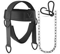 Neck Harness Weight Lifting Training - 7 mm Neoprene Padded Neck Trainer with 110 cm Long Adjustable Steel Chain for Neck Training - Head Harness Exerciser for Gym and Strenghth Training (Black)