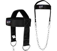 Neck Head Harness for Weight Lifting - 30" Heavy Duty Steel Chain Adjustable Head & Chin Strap Neck Exerciser, Trainer & Strengthener for Injury Recovery Support & Workout Home & Gym