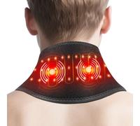 Neck Heating Pad with Vibration, Cordless 3000mAh Rechargeable, 3 Heat & 3 Vibration Levels, Heated Neck Wrap with Adjustable Strap for Neck Discomfort Relief, Black